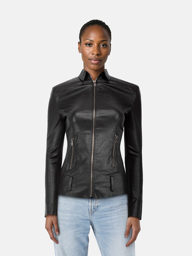Jitrois Black Lamb Leather Zip Jacket