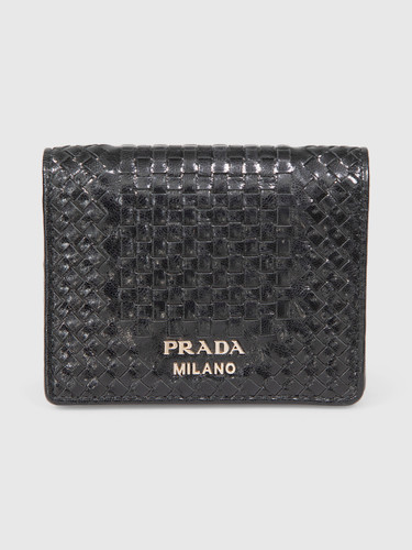 Prada Black Woven Leather Wallet Prada Black Woven Leather Wallet
