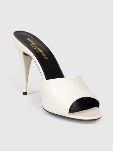 Saint Laurent Pearl Calfskin New Belfagor Mules