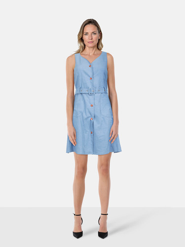 Moschino Love Moschino Blue Heart Shaped Button Dress