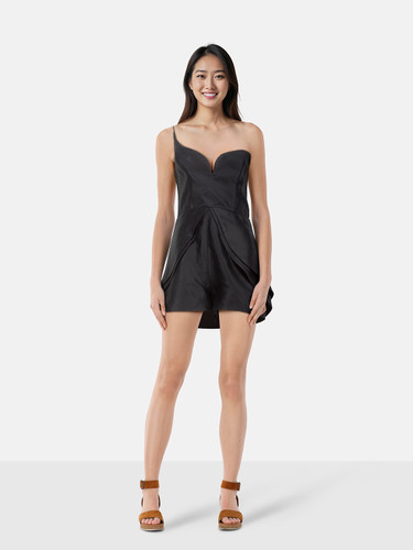 Zimmermann Black One Shoulder Playsuit