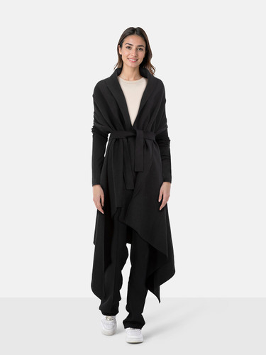 Norma Kamali Black Oversized Belted Coat