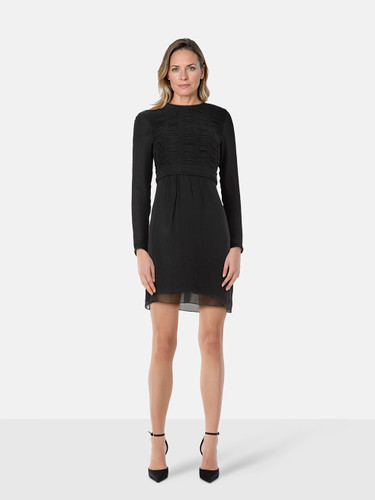Burberry Black Silk Long Sleeve Dress