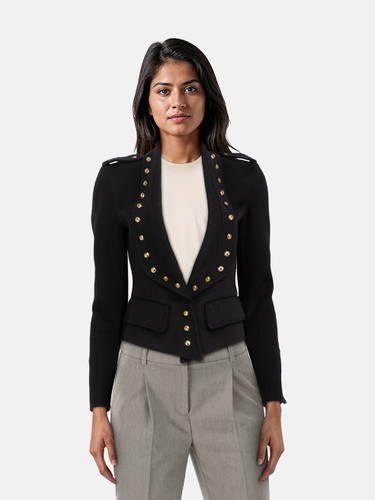 Burberry Black Wool Military Jacket