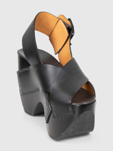 Acne Studios Black Leather Platform Clogs