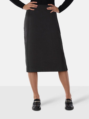 Alexander McQueen Black Silk Midi Straight Skirt