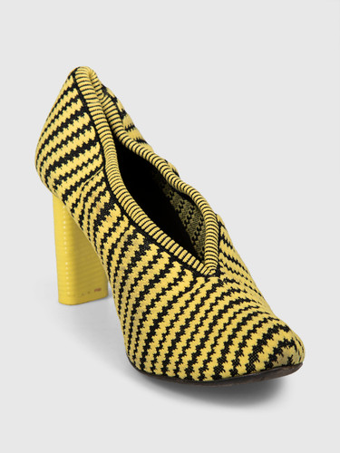 Céline Yellow & Black Striped Knit Pumps
