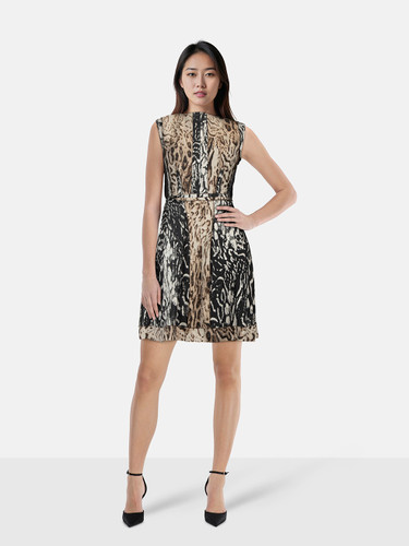 Lanvin Leopard Print Exposed Seams Dress