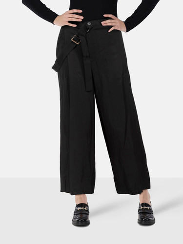 Yohji Yamamoto Black Draped Belt Trousers