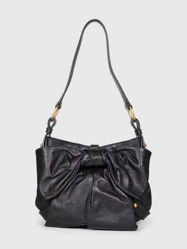 Saint Laurent Vintage Black Leather Bow Shoulder Bag