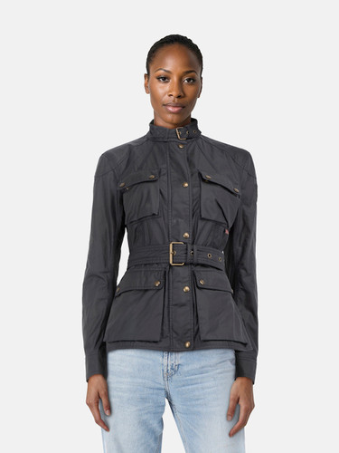 Belstaff Black Waxed Cotton Long Sleeve Jacket