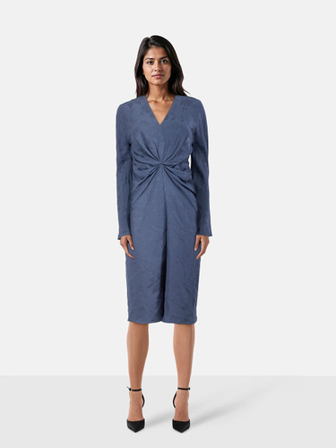 Etro Blue Floral Jacquard Ruched Dress