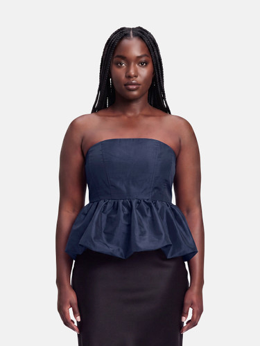 Kika Vargas  Navy Peplum Top