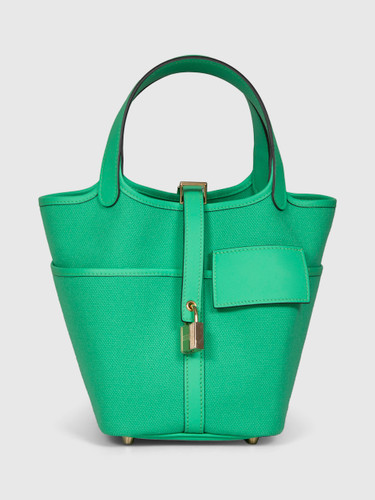 Hermès Vert Comics Canvas / Swift Leather Picotin 18 Cargo