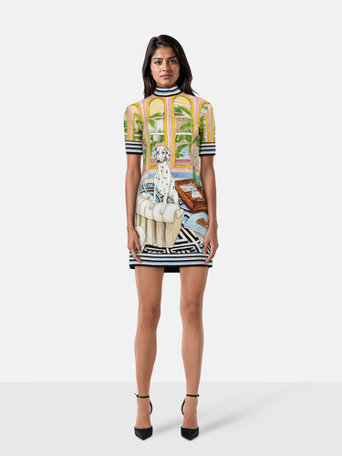 Casablanca Dog Print Midi Dress