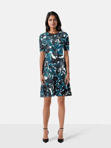 Erdem Blue Floral Pattern Midi Annie Dress