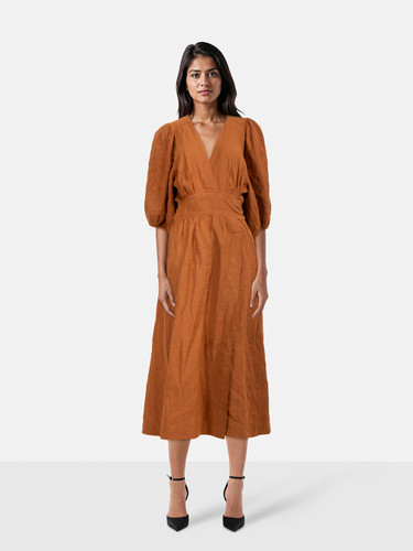 Three Graces London Brown Maxi Wrap Dress