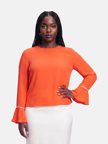 Roksanda Orange Silk Ruffle Cuff Blouse