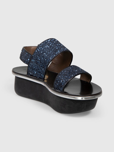 Marni Navy Glitter Platform Sandals
