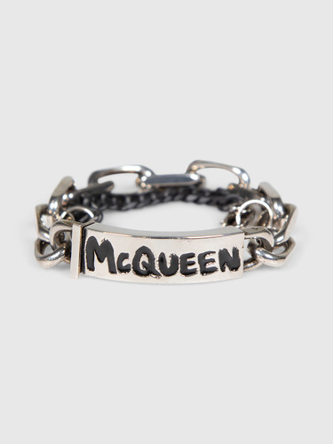 Alexander McQueen Silver Graffiti Logo Chain Bracelet Alexander McQueen Silver Graffiti Logo Chain Bracelet