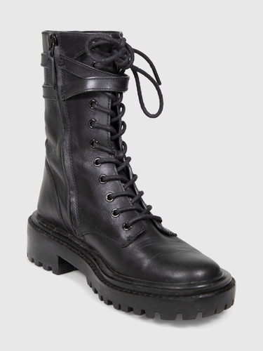 Tory Burch Black Leather Combat Boots
