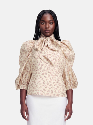 Zimmermann Ecru Silk Floral Blouse