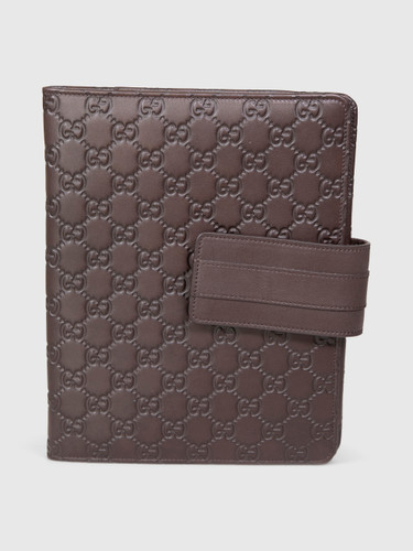 Gucci Brown Leather Guccissima Tablet Case