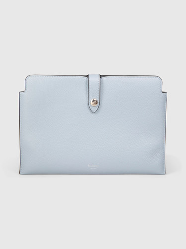 Mulberry Blue Leather Press Stud Tech Pouch