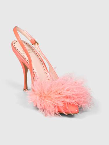 Moschino Pink Patent Feather Heels