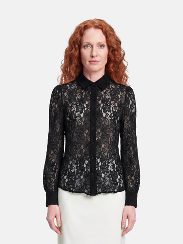 Diane Von Furstenberg Black Lace Sheer Shirt Diane Von Furstenberg Black Lace Sheer Shirt