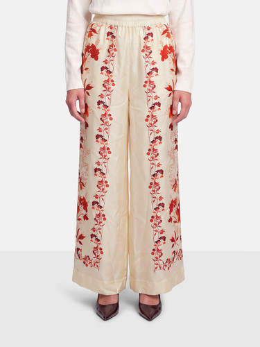 La DoubleJ Floral Print Silk Palazzo Trousers