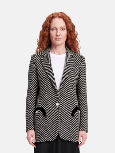 Blazé Milano Black & White Wool Herringbone Blazer
