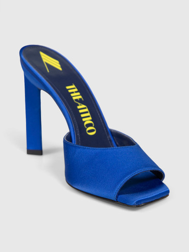 The Attico Blue Satin Crystal Kaia Mules