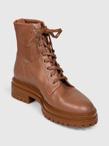 Gianvito Rossi Brown Leather Martis 20 Combat Boots