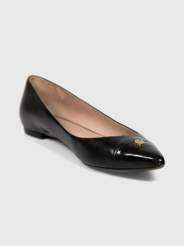 Tory Burch Black Leather Pointed Flats
