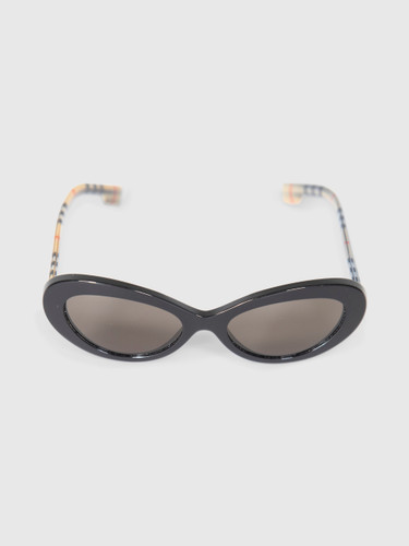 Burberry Black & Beige Nova Oval Sunglasses