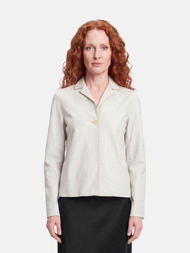 Jil Sander Grey Leather Single Breast Blazer