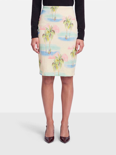 FARM Rio Palm Tree Print Knee Length Skirt