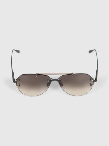 Linda Farrow Brown Metal Aviator Sunglasses