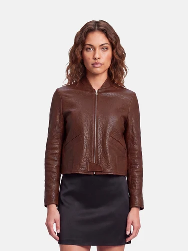 Sandro Brown Lamb Leather Jacket