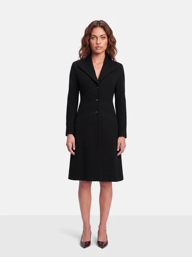 Versace Black Wool Long Coat