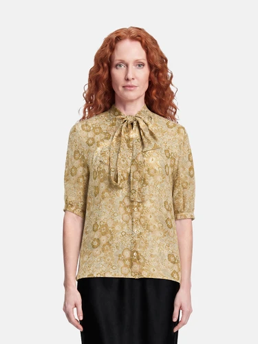 Céline Yellow Silk Floral Blouse
