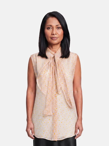Gucci Pink Sheer Daisy Sleeveless Blouse