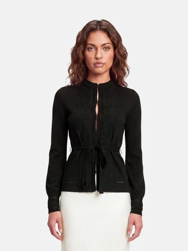 Roberto Cavalli Black Waist Tie Cardigan