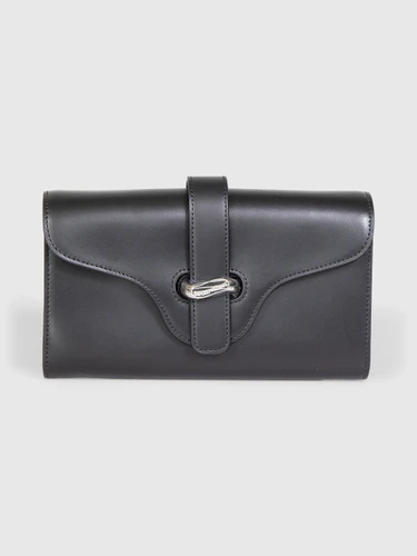 Emporio Armani Black Leather Constanza Cutch Bag