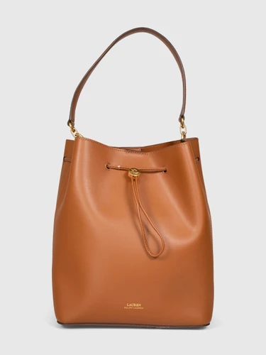 Ralph Lauren Brown Leather Debby Drawstring Bucket Bag