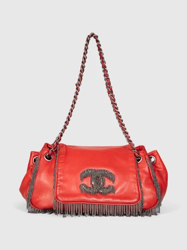 Chanel Vintage 2006-08 Red Leather Accordion Flap Bag