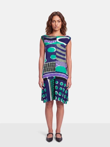 Issey Miyake Pleats Please Abstract Pattern Dress