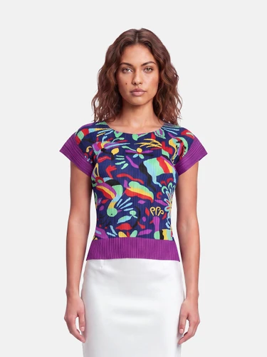 Issey Miyake Pleats Please Animal Pattern Top
