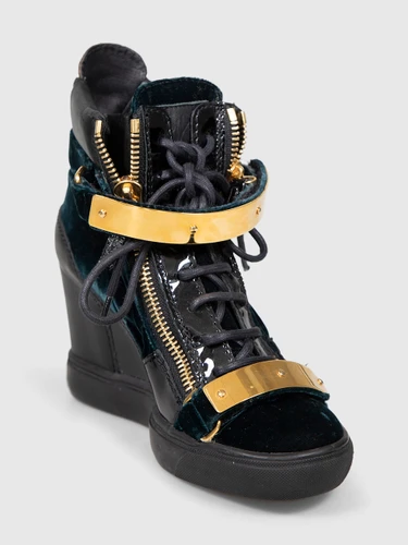 Giuseppe Zanotti Green & Black Wedge Trainers